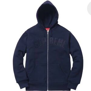 Supreme Dark Blue Zip-Up Hoodie